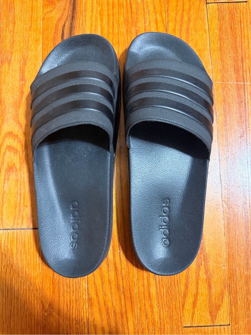 Adidas Black Slide Sandals with Three Stripes